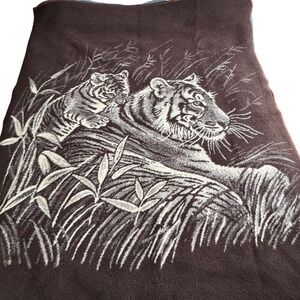 Vintage San Marcos Blanket Mama and Baby Tiger Reversible